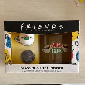 FRIENDS Central Perk Amber Glass Mug with Green & Red Logo